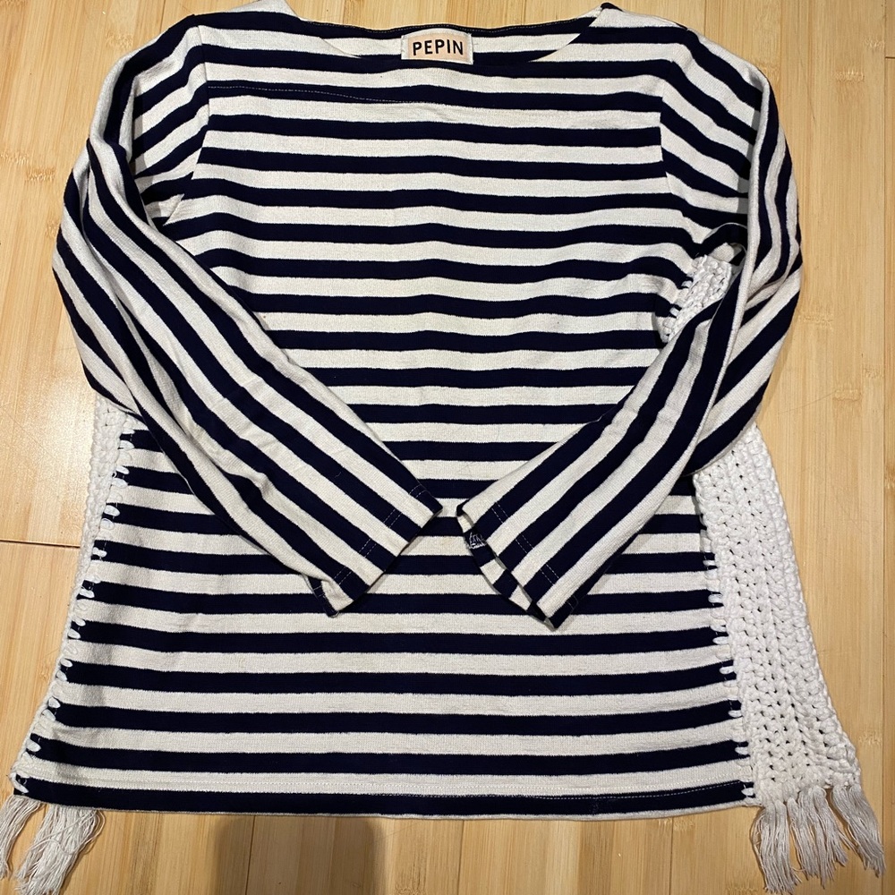 Pepin navy & white strip sweater